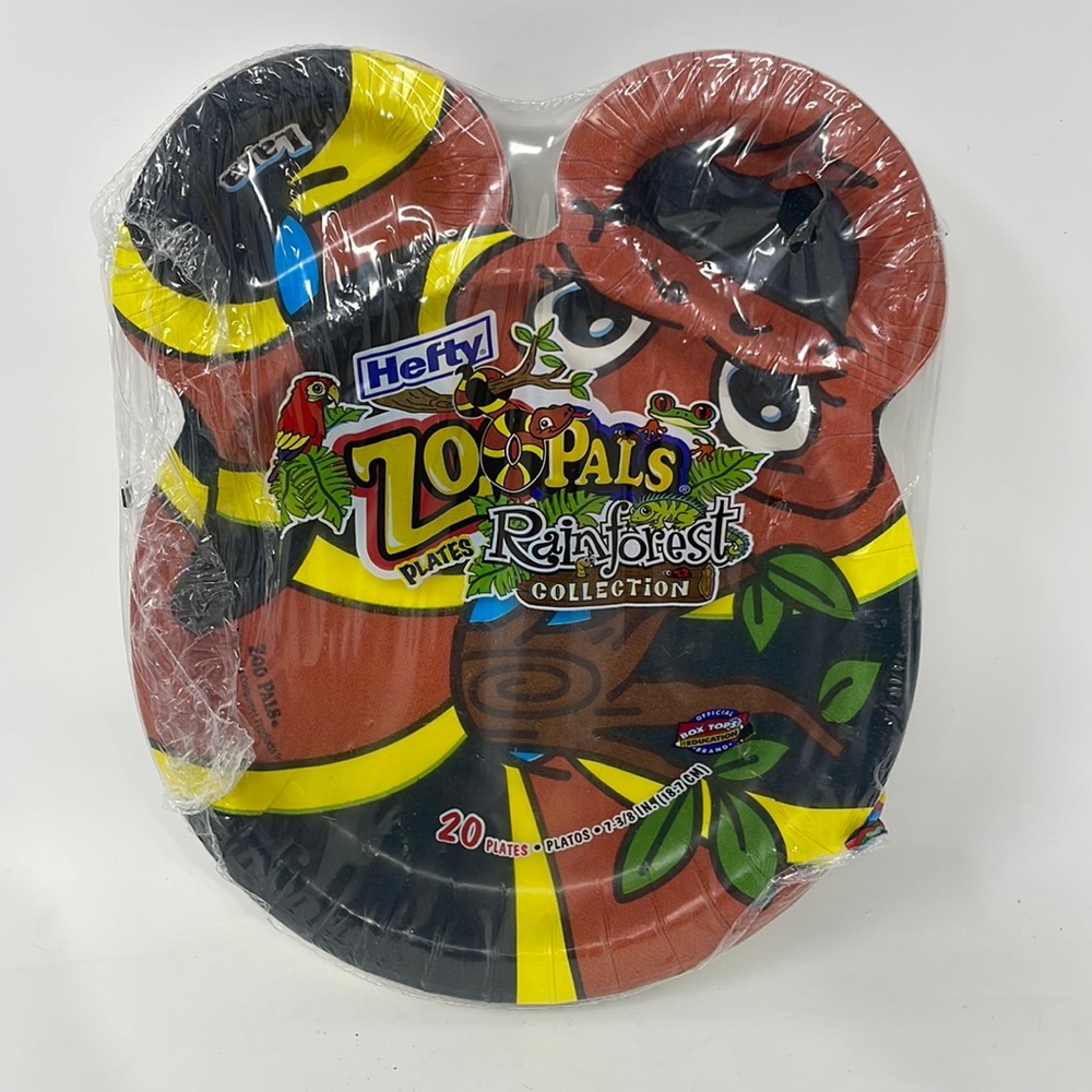 HEFTY ZOOPALS RAINFOREST COLLECTION LARA THE SNAKE PAPER PLATES